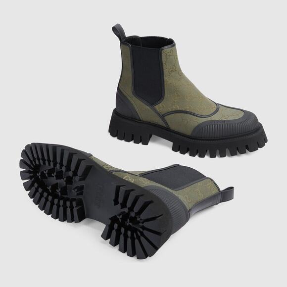 Gucci GG Jacquard Canvas Ankle Chelsea Boots Green Black 10.5/US 11 NIB $1,150 - Picture 3 of 15